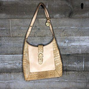 Brahmin vintage Tuscan Creme Collection snakeskin emboss buckle leather handbag